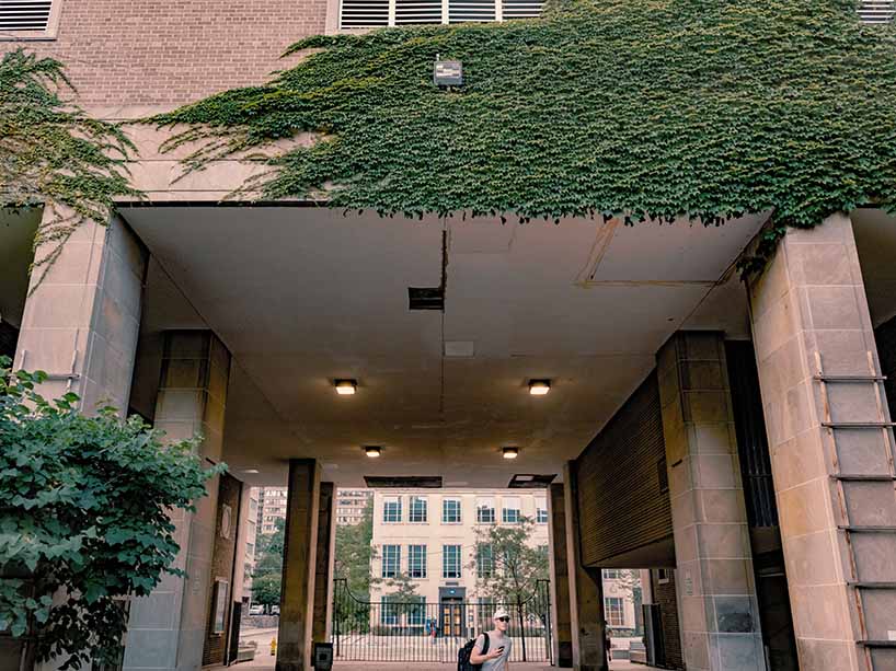 The entranceway to the Quad on campus.