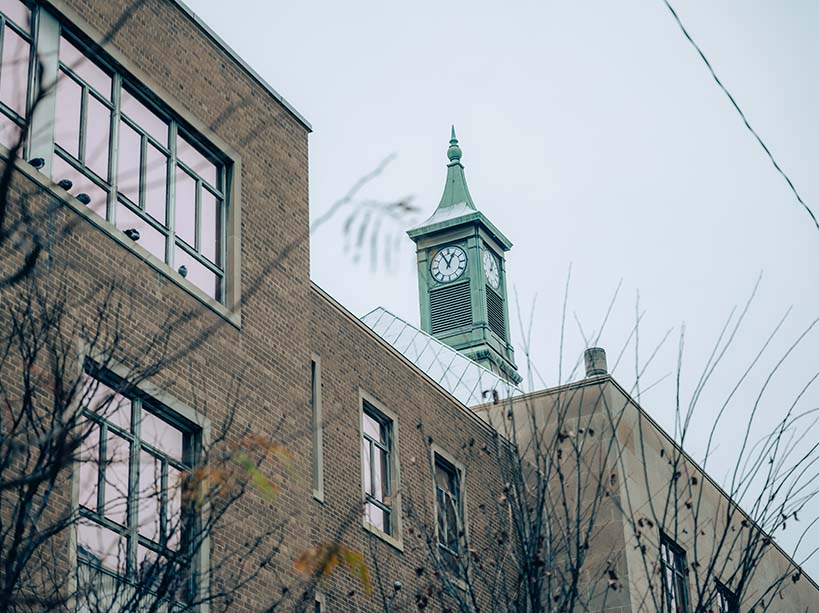 A clocktower on the university campus.