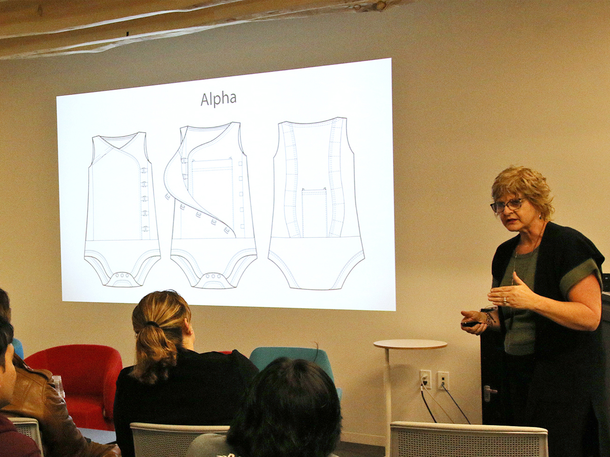 Ryerson fashion professor Sandra Tullio-Pow presents during a recent panel on textile computing