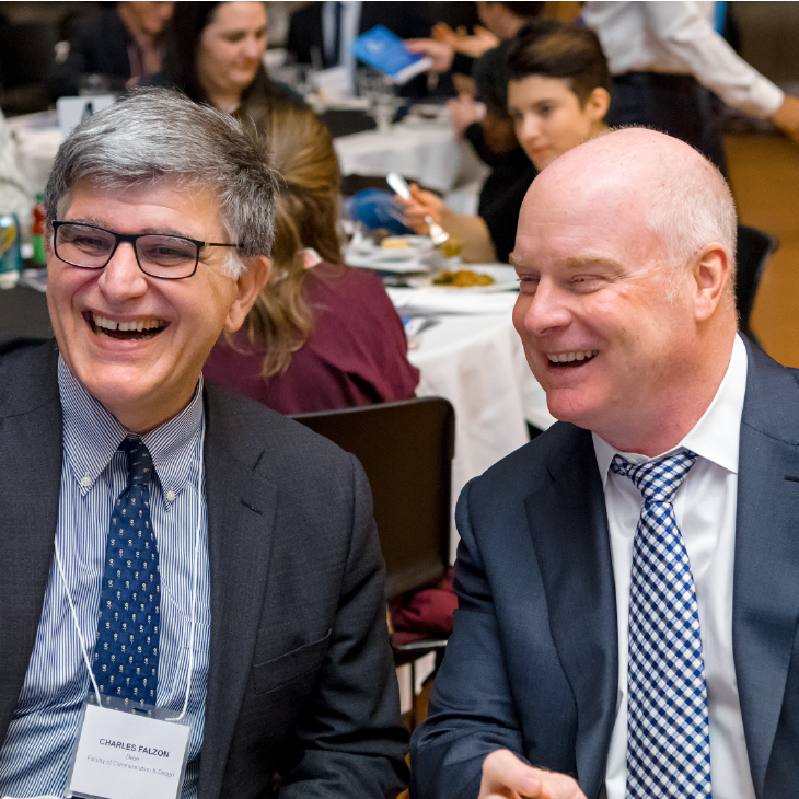 Associate Professor & Dean, Faculty of Communications & Design, Charles Falzon (Left) and RTA Alumni and Wall of Fame honoree, Scott Moore (Right) 