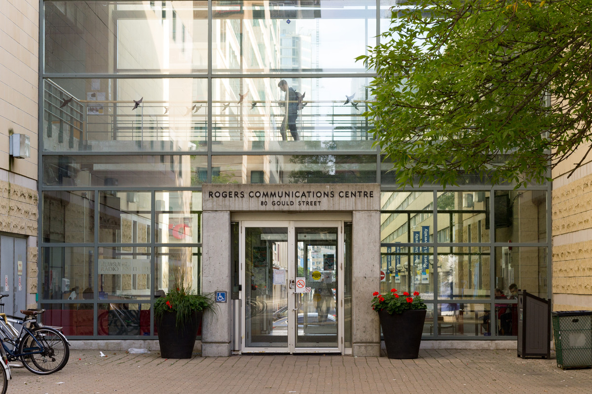 Pictured is the entrance to the Rogers Communication Centre (RCC) building. Home to RTA.