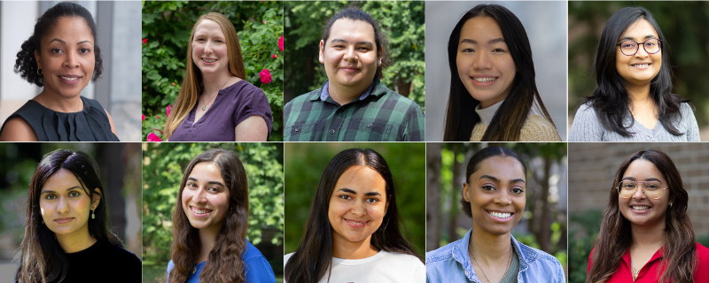 Head shots of our spring summer team members. There are 2 rows, each with 5 headshots and links to Meet our Team page, https://www.torontomu.ca/scixchange/SXCAboutUs/MeettheTeam/. 