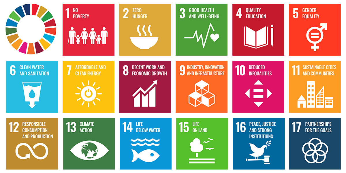 The United Nations infographic with all seventeen Sustainable Development Goals (SDGs).