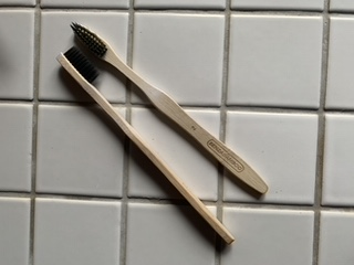 Two bamboo toothbrushes