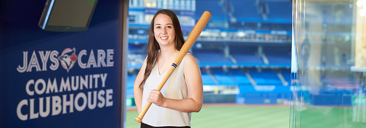TRSM Co-op student, Elissa Armstrong at the Jays Care Community Clubhouse