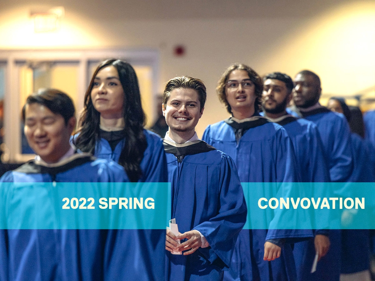 Students lining up at Convocation spring 2022