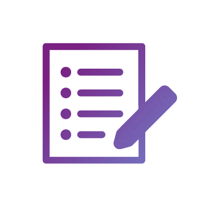 a purple icon of a notebook page