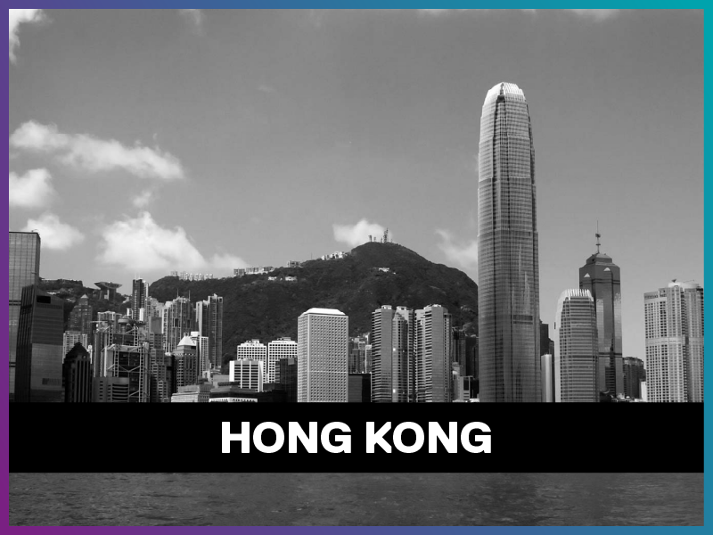 Hong Kong is written on a banner on top of a picture of the country