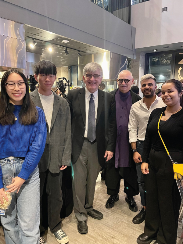 Dean Charles Falzon with Interior Design Chair Colin Ripley and the JennAir student recipients