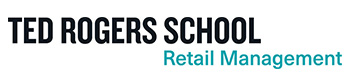 "Ted Rogers School" in black on the top, "Retail Management" in teal on the bottom