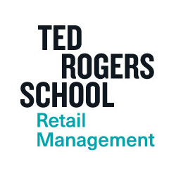"Ted Rogers School" in black on the top, "Retail Management" in teal on the bottom