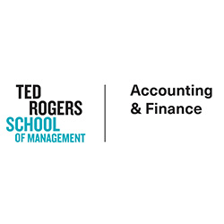 "Ted Rogers School of Management" wordmark on the left and "Accounting & Finance" in black on the right.
