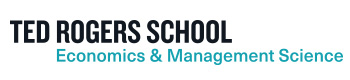 "Ted Rogers School" in black on the top, "Economics & Management Science" in teal on the bottom