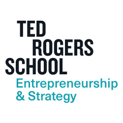 "Ted Rogers School" in black on the top, "Entrepreneurship & Strategy" in teal on the bottom