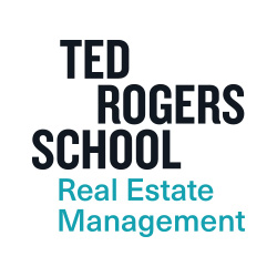 "Ted Rogers School" in black on the top, "Real Estate Management" in teal on the bottom