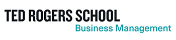 "Ted Rogers School" in black on the top, "Business Management" in teal on the bottom