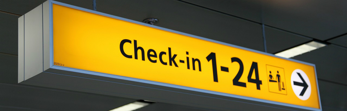 close-up of airport signage