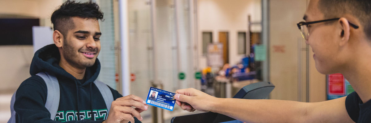 A student using their OneCard at the Mattamy Athletic Centre.