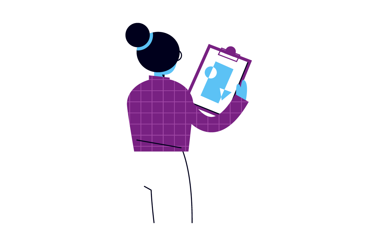 Illustration of a person looking at a clipboard