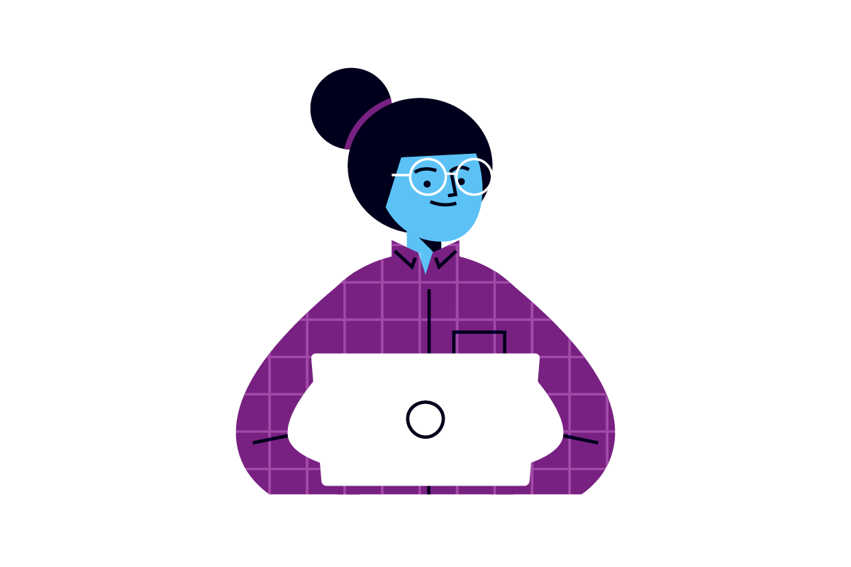 Illustration of a person working on a laptop