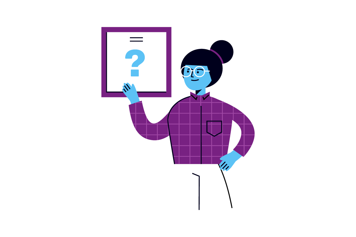 Illustration of a person pointing to a question mark